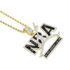 Gold Iced Out NBA NEVER BROKE AGAIN Charm Chain